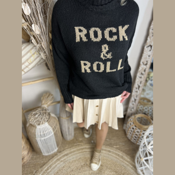 Pull CDS Rock noir dore Au Château De Sable Boutique en ligne pour femme